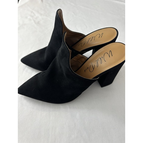 WILD PAIR Womens Black‎ Extended Carlita Slip On Heeled Mules Shoes 7m - Picture 2 of 10